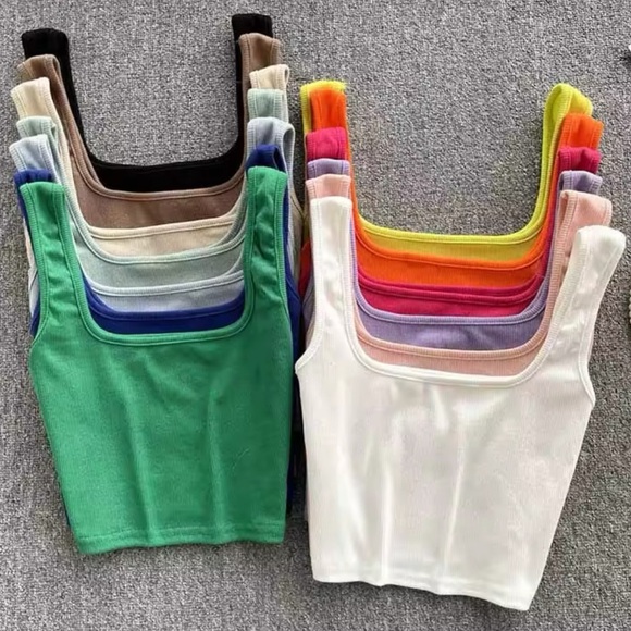 Tops - Womens Ribbed Solid Slim Fit Crop Tank Top/Cami/Bralette | NEW!!! 💜💗🩵